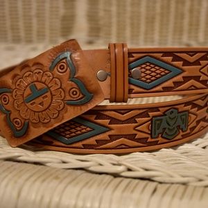 Vintage Mens Genuine Leather Hand Painted …